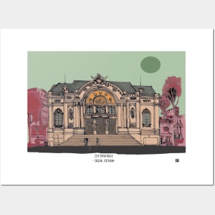 City Opera House Saigon Vietnam Illustration Posters and Art